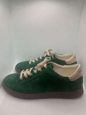 Sam Edelman Green Suede Low-Top Sneakers with Cream Trim